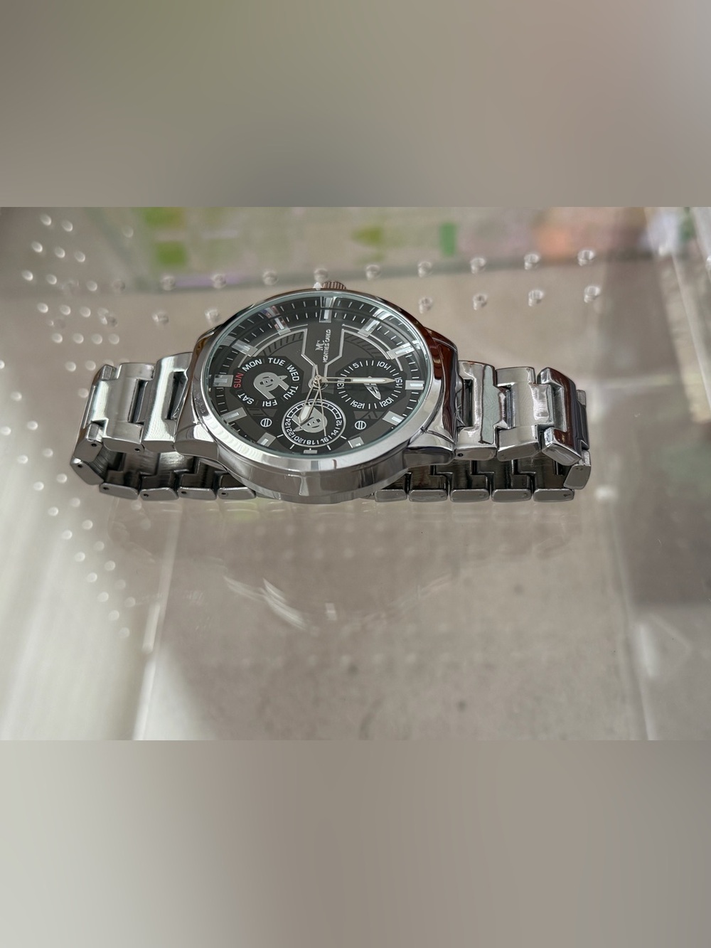 Montre Carlo Stainless Steel Men's Watch - Silver Tone, Black Dial NWOT - Picture 3 of 6